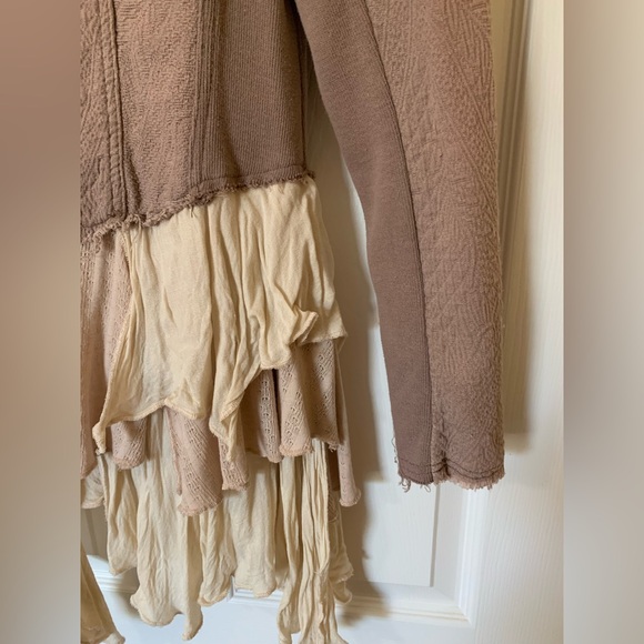 Free People Rare Victorian Military Bohemian Ruffle Jacket, Mauve, Size 12 - Picture 14 of 15